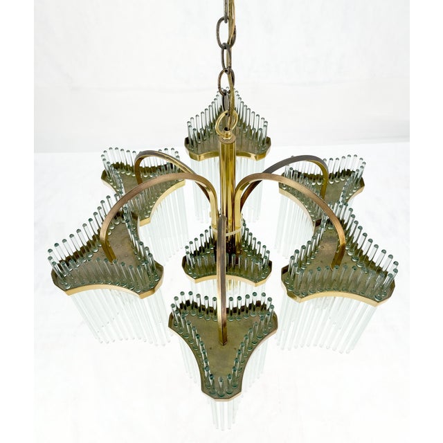 Transparent Glass Rod Prisms Gaetano Sciolari Chandelier Light Fixture Stunning. For Sale - Image 8 of 18