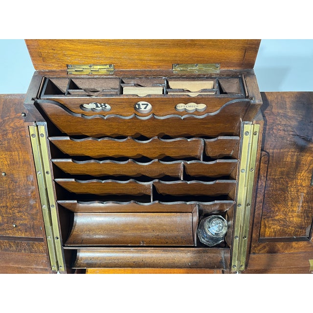 Wood Antique Victorian Burl Walnut Stationery Writing Box For Sale - Image 7 of 8