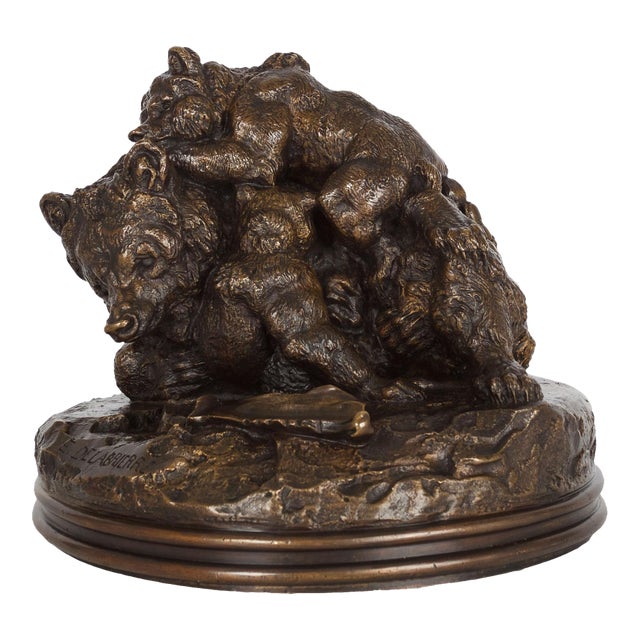 French Antique Bronze Sculpture “Family of Bears” by Delabrierre For Sale