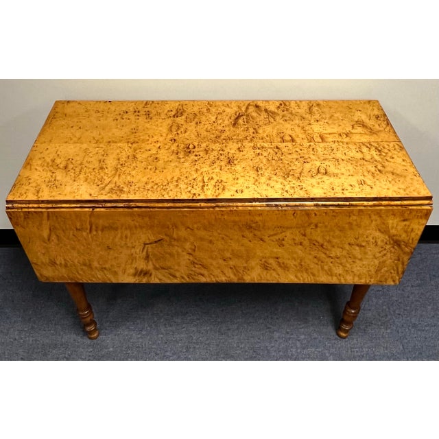 Early 19th Century Antique Sheraton Circa 1830 Solid Birds Eye Maple Drop Leaf Table For Sale - Image 5 of 12