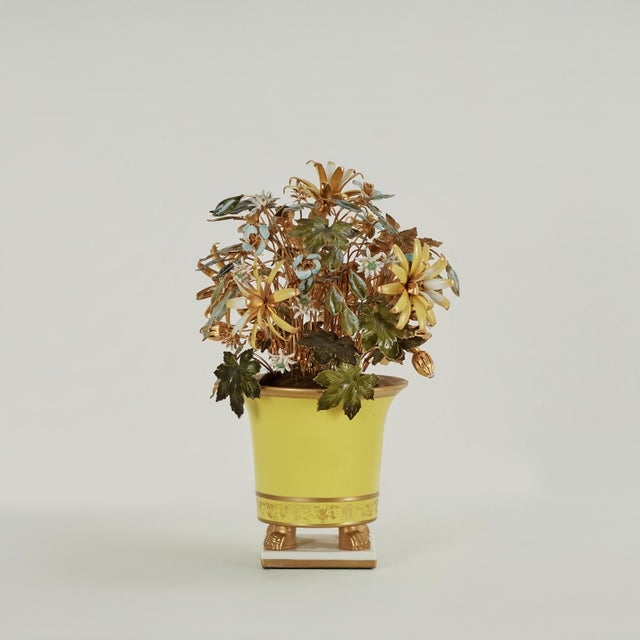Vintage Italian Enameled Brass Flower Arrangement For Sale In West Palm - Image 6 of 10