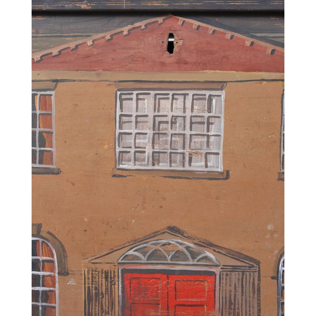 19th C. Country English Georgian House Facade Painted Trunk For Sale - Image 13 of 18