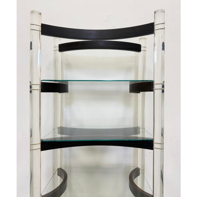 Transparent Vintage Lucite, Rosewood Etagere, Charles Hollis Jones Style For Sale - Image 8 of 10