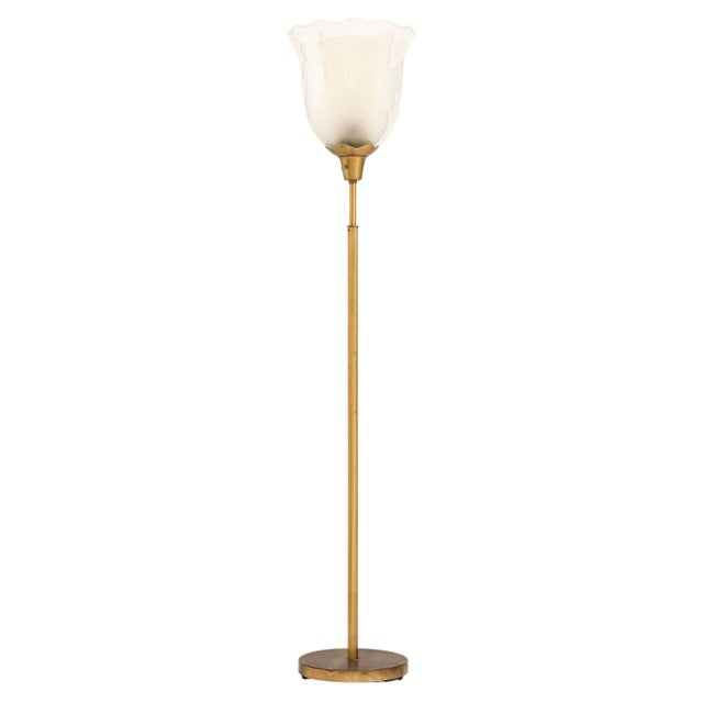 Floor Lamp in Brass and Double Glass Shades by Bo Notini, 1940s For Sale - Image 9 of 9