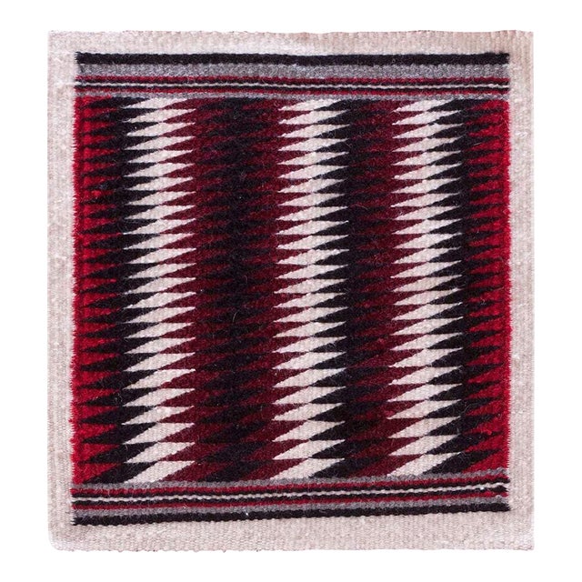 1930s Multicolor Geometric Antique American Navajo Rug 1'3" X 1'4" Flatweave Wool Carpet For Sale