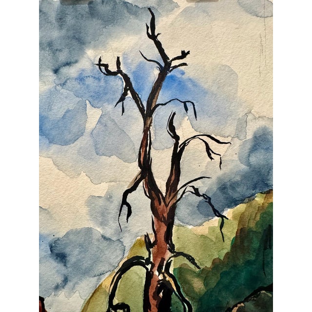 Rustic 1940s Henry Emil Salloch Original Watercolor on Paper the Dead Tree. For Sale - Image 3 of 6