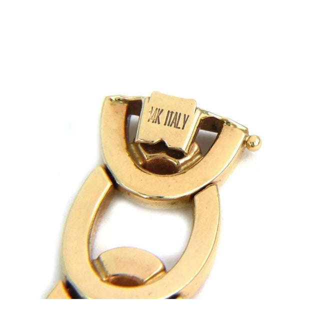 Late 20th Century Wide Oval 14k Yellow Gold Link Bracelet For Sale - Image 5 of 5
