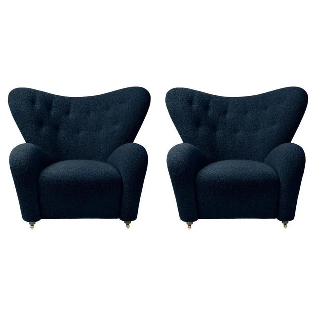 Set of Blue Sahco Zero the Tired Man Lounge Chairs by Lassen For Sale - Image 6 of 6