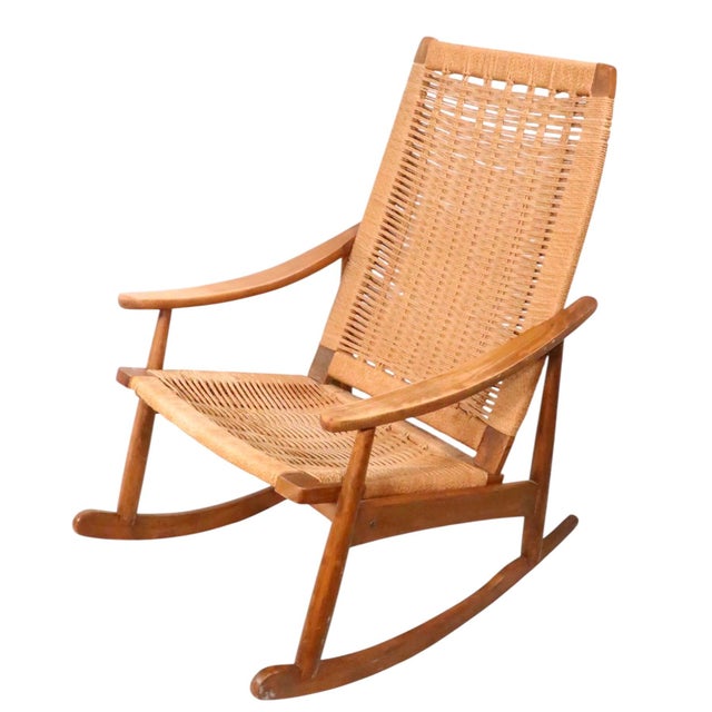Hans Wegner Mid Century Rope Rocker After Wegner For Sale - Image 4 of 12