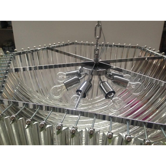 Murano Contemporary Hexagonal Bundled Triedro Murano Glass Chandelier in Venini Style For Sale - Image 4 of 5