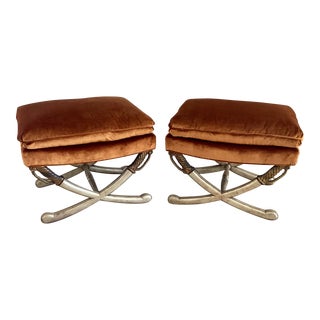 1950s Jansen Ottomans With New Todd Hase Upholstery - a Pair For Sale