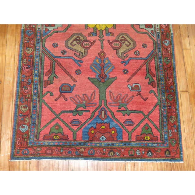 Traditional Coral Background 20th Century Antique Persian Rug For Sale - Image 4 of 6