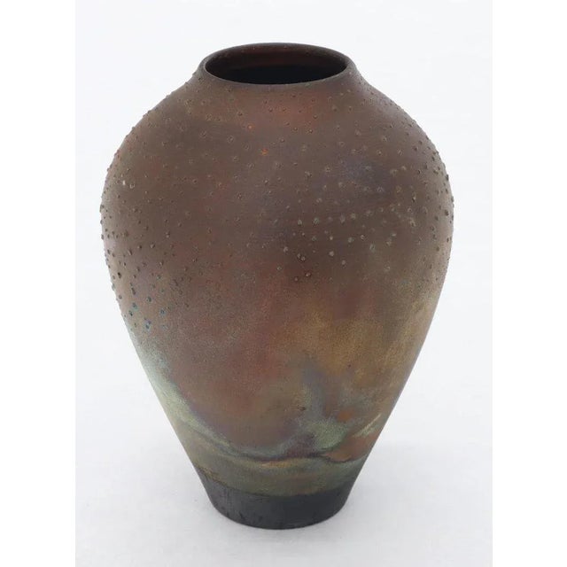 Raku Fired Baluster Shape Mid-Century Modern Porcelain Vase For Sale - Image 10 of 11