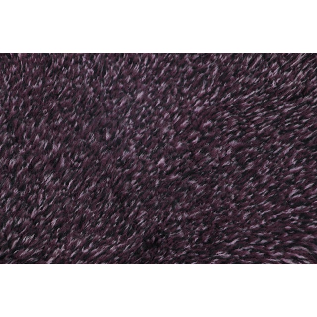 Rug & Kilim Vintage Swedish Rya Runner in Solid Purple and Ivory Tones - Rug & Kilim For Sale - Image 4 of 9