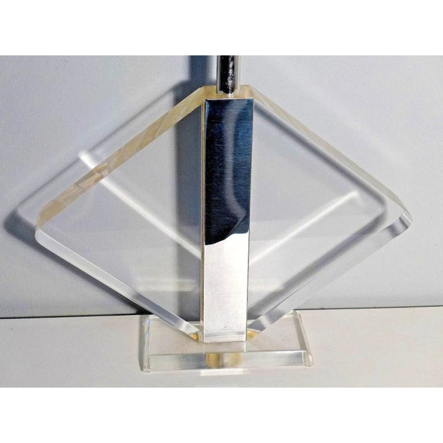 Transparent George Bullio Hollywood Regency Diamond Lucite Mirrored Lamp For Sale - Image 8 of 9