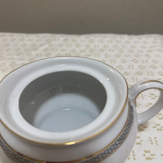 1970s 1970s Greek Key Design Porcelain Sugar Bowl For Sale - Image 5 of 10