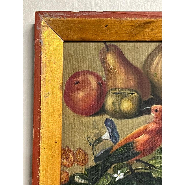 Red Vintage Folk Art Painting on Canvas, Modeled After a 1662 Painting by Johann Walter For Sale - Image 8 of 10