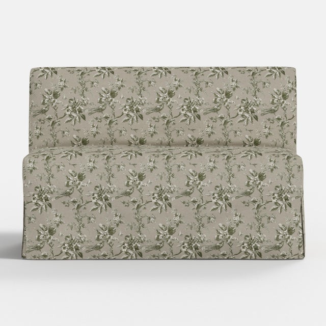 Not Yet Made - Made To Order Slipcover for Stoffer Home x Cloth & Company for Lindy Slipcover Dining Banquette in Bird Toile Olive For Sale - Image 5 of 7