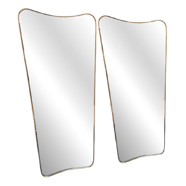 Wall Mirror with Brass Frame in the style of Gio Ponti for Fountain Art Park of the Princes Naples, 1990s For Sale
