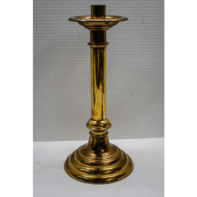 Pair of Mid 20th Century Modern Brass Candle Sticks For Sale - Image 4 of 7