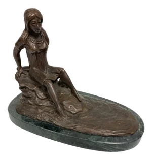 Vintage Bronze Indian Maiden on Marble