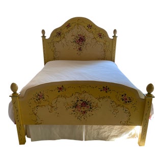 Jane Keltner Custom Painted QueenBed, Headboard, Footboard and Side Rails For Sale
