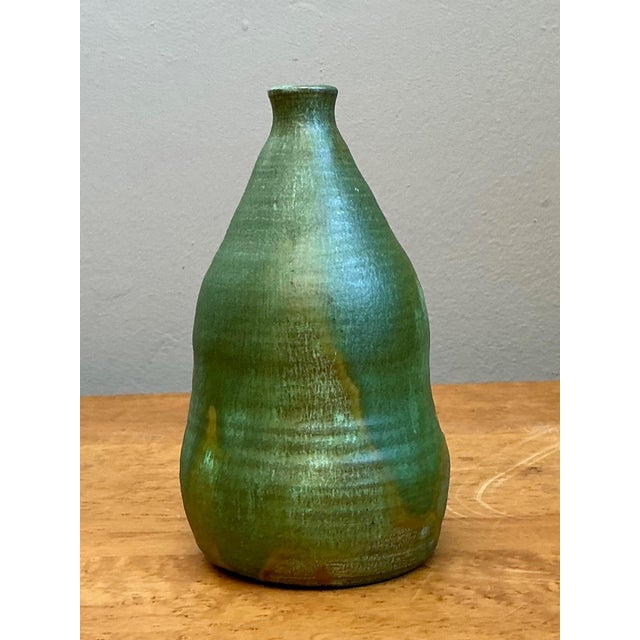 Vintage Green Glazed Studio Pottery Vase For Sale - Image 15 of 18
