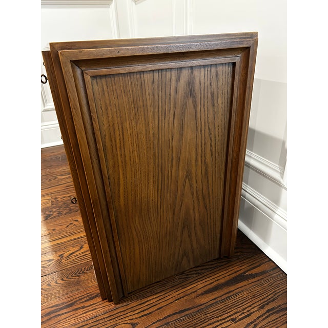 Brown Jake Arnold Caldwell Travertine & Oak Nightstand With Storage, Crate & Barrel, Pair For Sale - Image 8 of 9