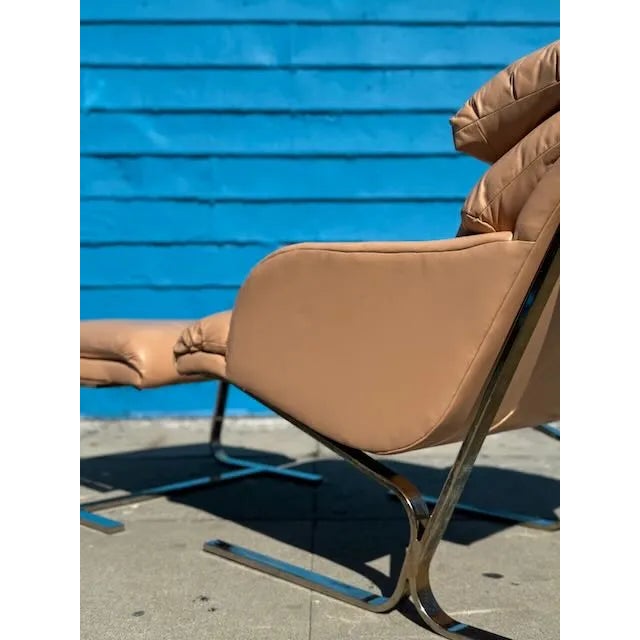 1990s Hekman-Dansen Pink Leather Chair & Ottoman For Sale - Image 11 of 14