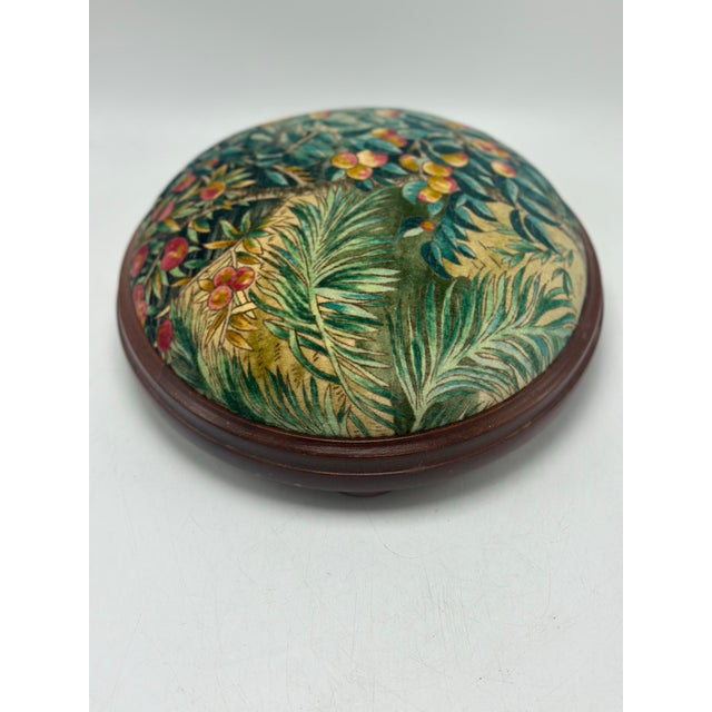 Traditional Antique Footstool Reupholstered in Designer Fabric For Sale - Image 3 of 6