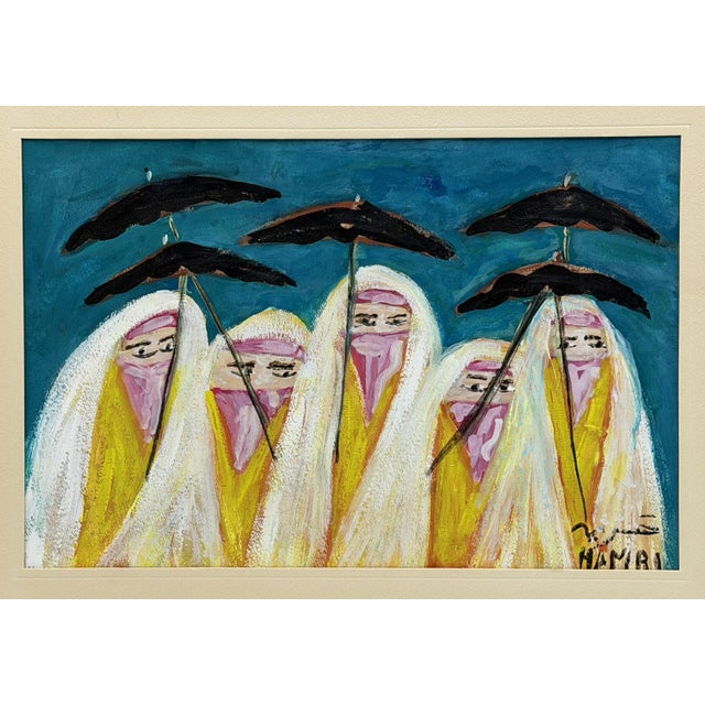 1970s 1970s Mohamed Hamri Moroccan Modernist Painting, Five Veiled Women, Signed For Sale - Image 5 of 18