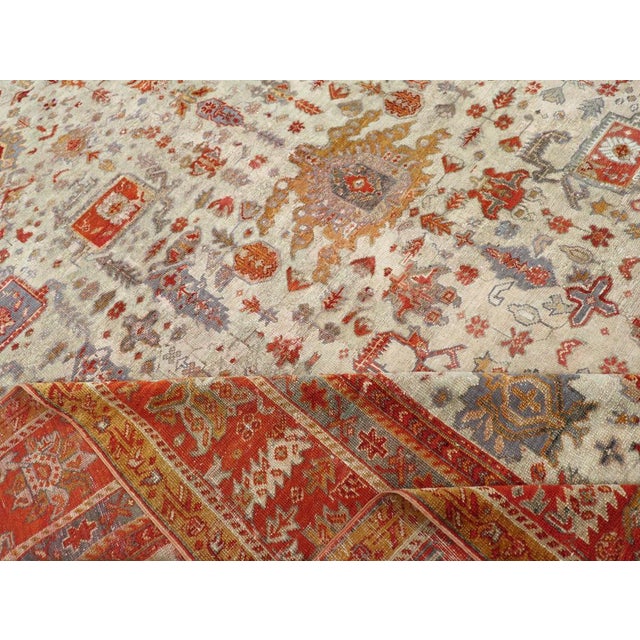 Textile Galerie Shabab Collection Early 20th Century Turkish Oushak Room Size Carpet For Sale - Image 7 of 8