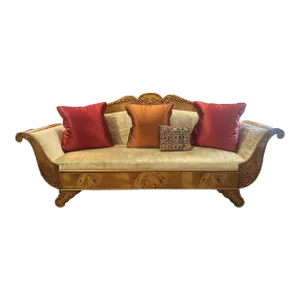 19th Century Biedermeier Trundle Sofa With Flared and Scrolled Arms