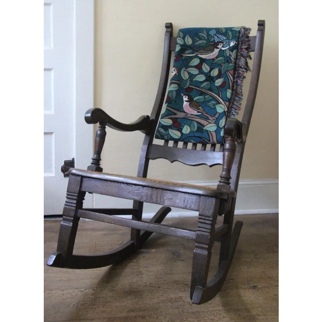 Arts & Crafts Arts and Crafts Style "Tree of Birds" in Teal Jacquard Woven Throw Blanket For Sale - Image 3 of 11