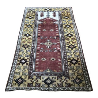 Vintage Turkish Rug: 1970s Prayer Design | 3'10"x6'9" For Sale