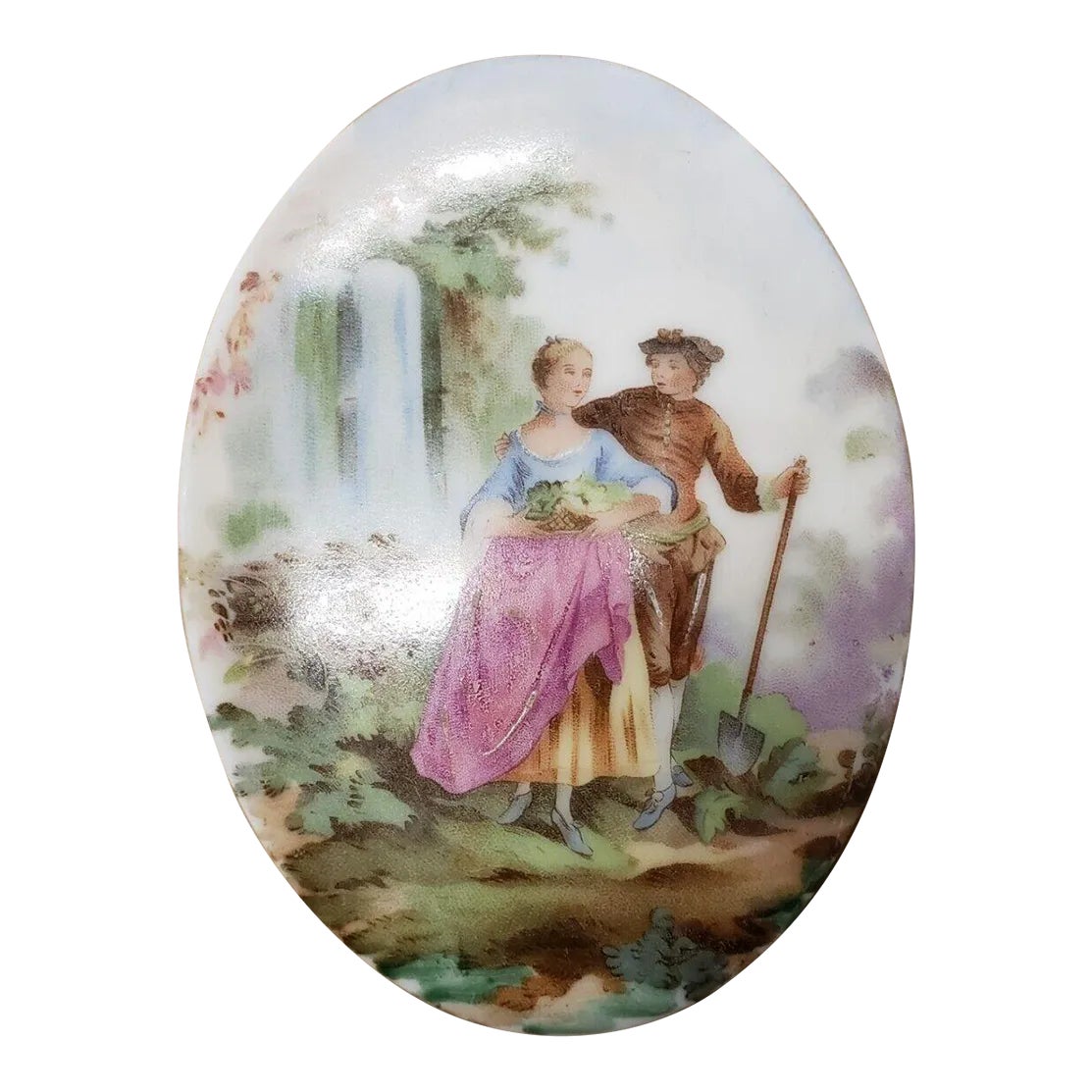 Early 20th Century French Aeon Co Limoges Porcelain Courting Couple