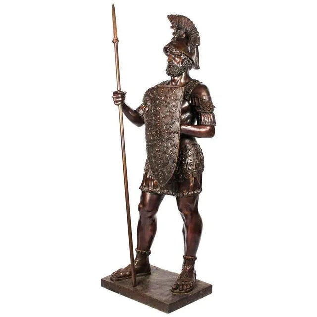 Life-Sized Bronze Roman Gladiator with Spear For Sale - Image 10 of 10