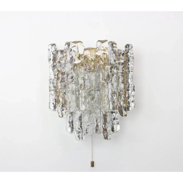 Wonderful pair of midcentury wall sconces with 5 murano glass pieces, made by kalmar, austria, manufactured, circa...