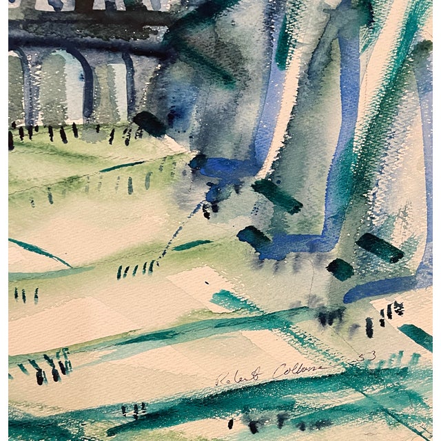 MCM painting on paper by artist Robert Colborne (1931-2002) of New York. Signed and dated lower right, estate stamp on the...