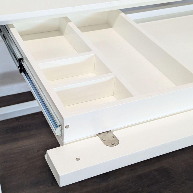 White Crate and Barrel White X-Leg Modern Desk For Sale - Image 8 of 9