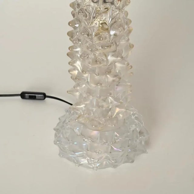 Large Murano Rostrato Glass Table Lamp with Linen Lampshade from Barovier, Italy, 1950s For Sale - Image 9 of 18