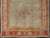 Large Antique Oushak Rug in Taupe / Light Green Background and Red Border For Sale - Image 9 of 12