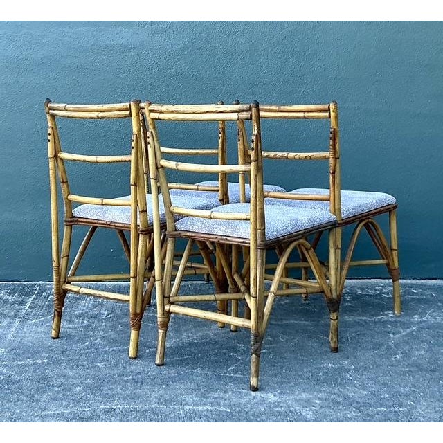 Vintage Boho Woven Rattan Game Table and Chairs - Set of 5 For Sale - Image 9 of 12