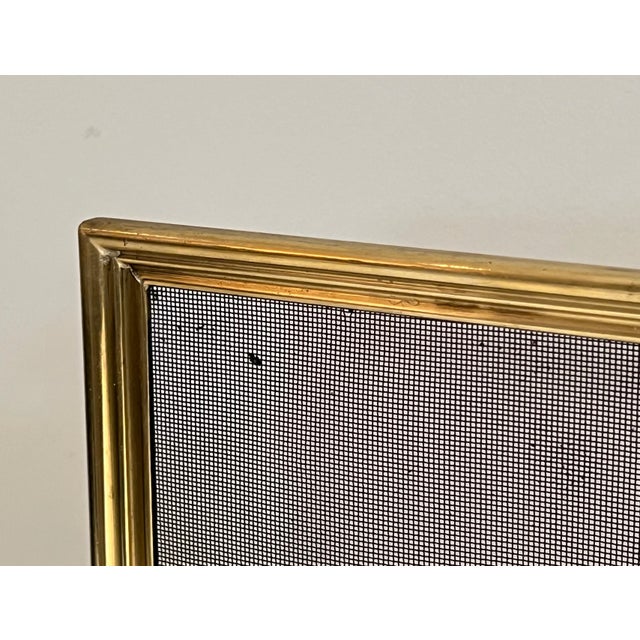 Neoclassical 1970s Neoclassical Style Brass and Grilling Fireplace Screen For Sale - Image 3 of 12