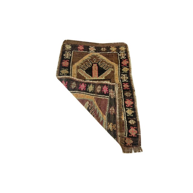 Mid-Century Modern Vintage Mini Turkish Kars Rug For Sale - Image 3 of 4