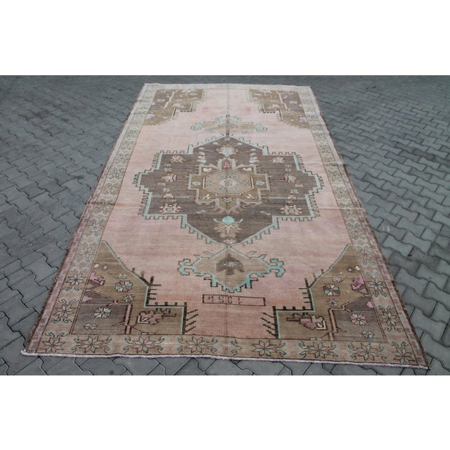Brick Red Hand Knotted Vintage Turkish Area Rug, 163" X 90.5" For Sale - Image 8 of 8