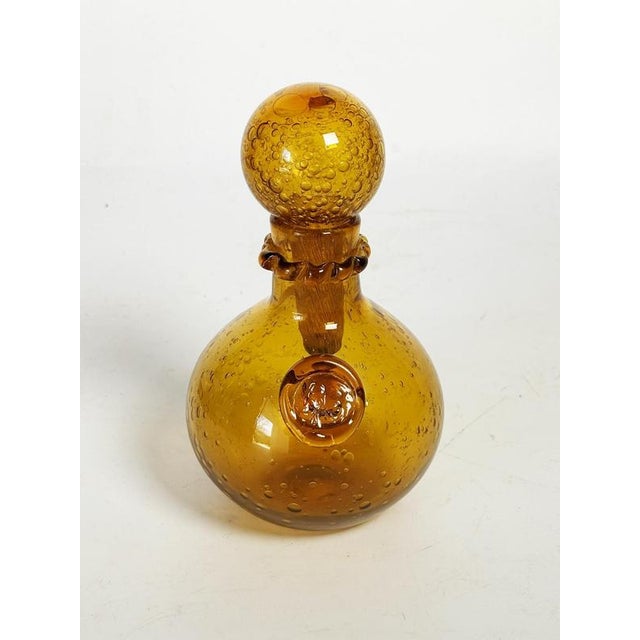 Blue Blown Glass Bottles from Biot, France, 1970s, Set of 2 For Sale - Image 8 of 12