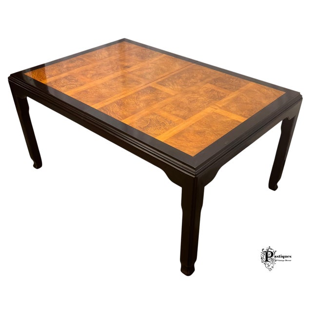 Vintage Century Raymond Sobota Chin Hua Collection Chinoiserie Style Burl & Black Lacquer Dining Table For Sale - Image 9 of 12