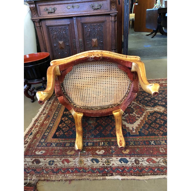 Gold Late 19th Century Antique Hand Carved Venetian Arm Chair For Sale - Image 8 of 11