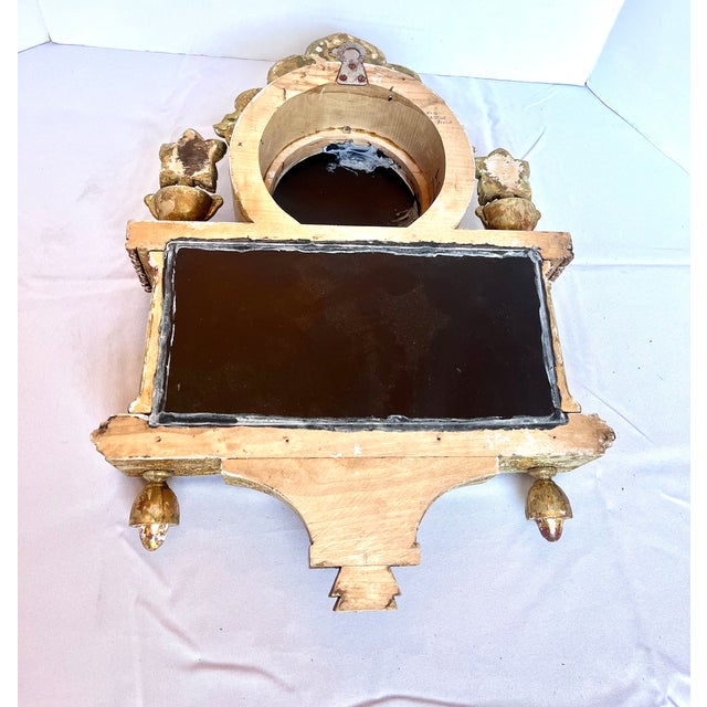 Antique French Gilt Wood Clock Case W/Mirrored Convex Glass For Sale - Image 15 of 16